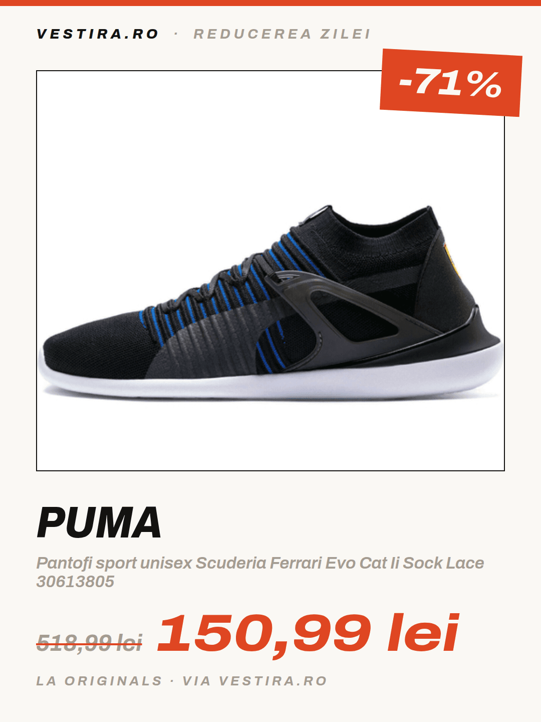 Puma — Pantofi sport unisex Scuderia Ferrari Evo Cat Ii Sock Lace 30613805