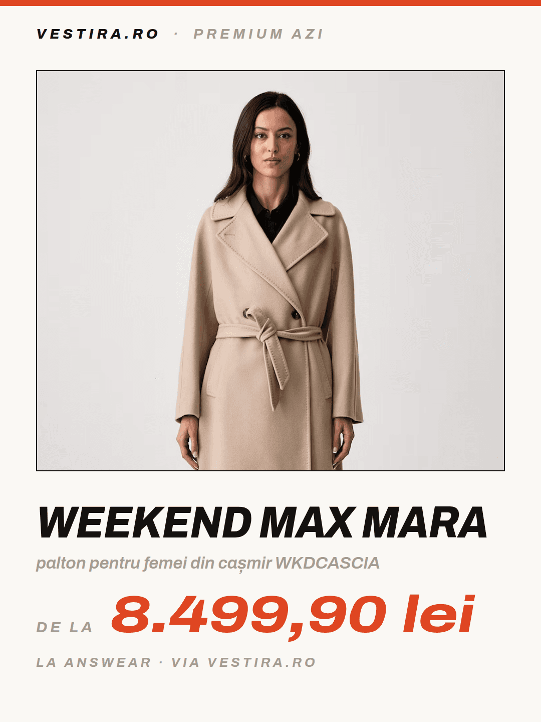 Weekend Max Mara — palton pentru femei din cașmir WKDCASCIA